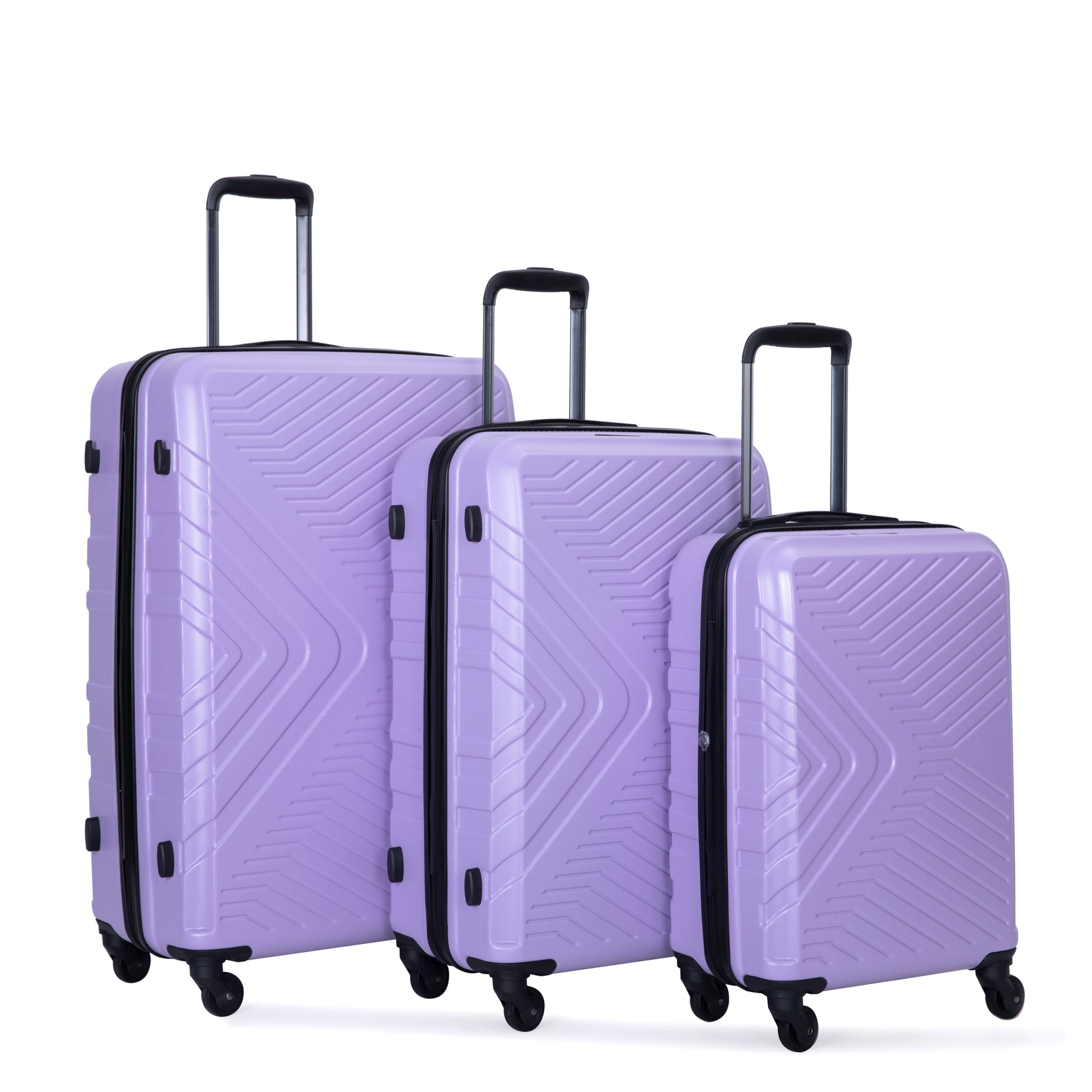 3 Piece Luggage Sets Abs Lightweight Suitcase With Two Hooks, Spinner Wheels, Tsa Lock, 20 24 28 , Light Purple Light Purple Abs