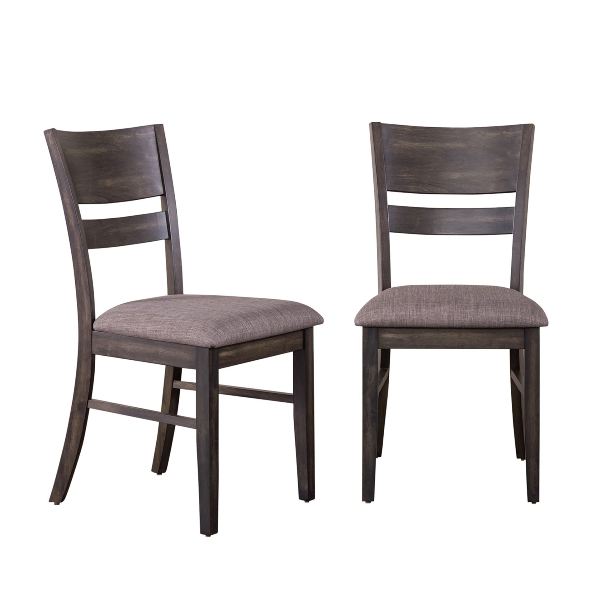 Almeta Solid Wood Slat Back Upholstered Dining Chairs, Set Of 2 Dark Umber Brown Finish Brown Wood