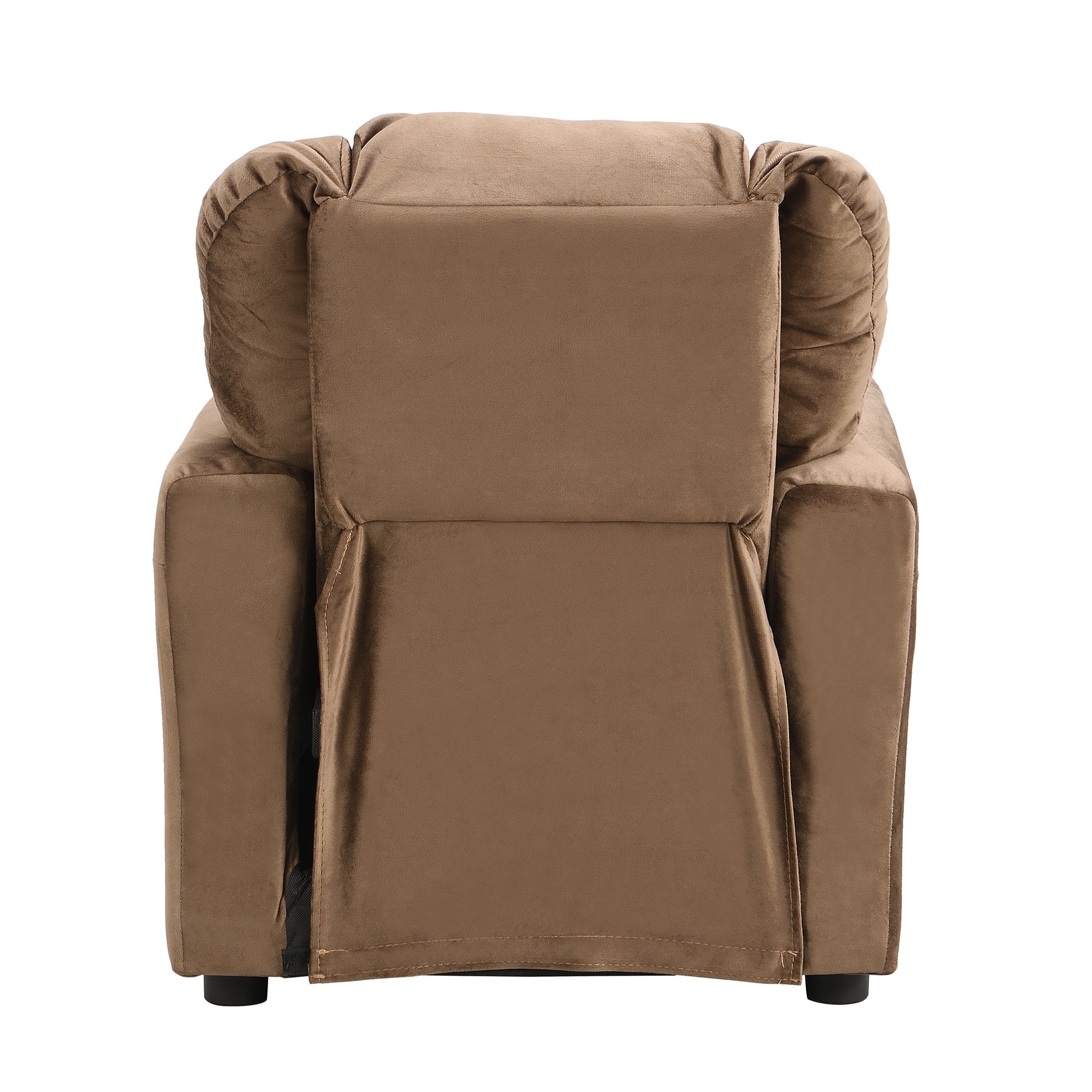 Kids Recliner Chair, Kids Upholstered Couch With One Cup Holder, Footrest, Backrest, Toddlers Velvet Recliner With Headrest And Footrest Brown Velvet