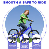 Kids Bike,20 Inch Kids' Bicycle For Boys Age 7 10 Years,Multiple Colors Cycling Blue Garden & Outdoor Steel