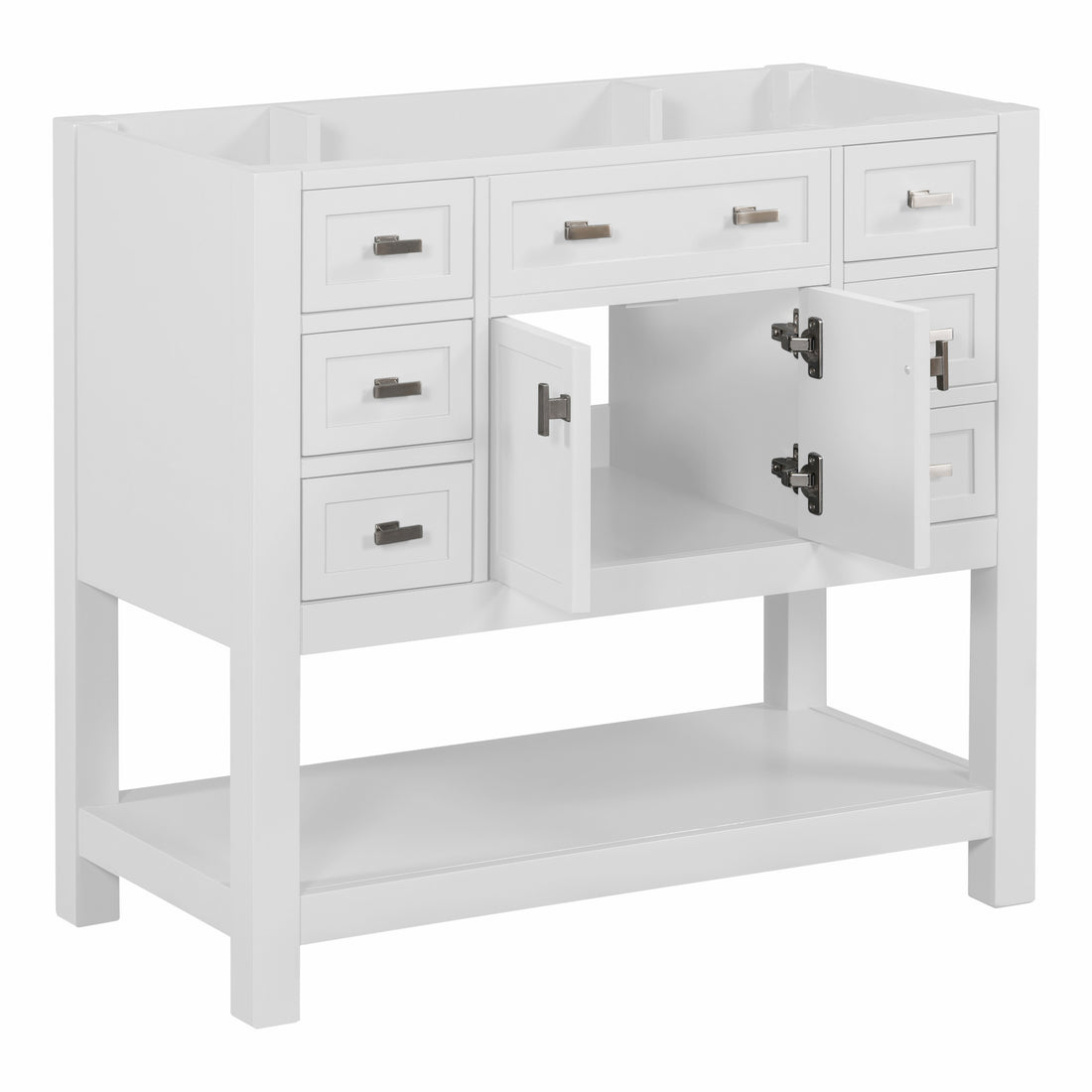 36'' Bathroom Vanity Without Top Sink, White Cabinet Only, Modern Bathroom Storage Cabinet With 2 Soft Closing Doors And 6 Drawers Not Include Bathroom Vanity Sink 4 White 2 1 Soft Close Doors Freestanding Mdf Painted