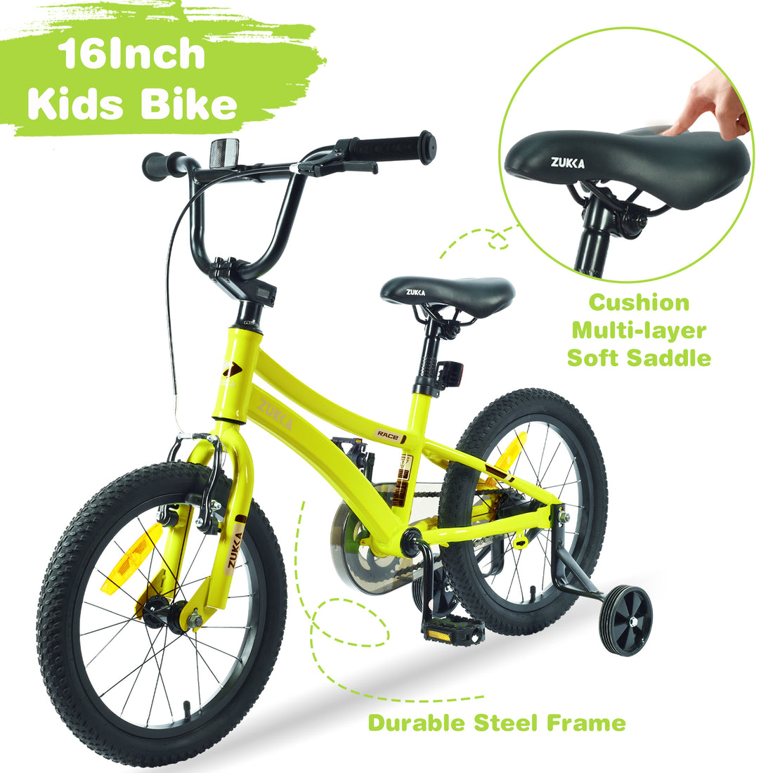 Kids Bike,16 Inch Kids' Bicycle With Training Wheels For Boys Age 4 7 Years,Multiple Colors Cycling Yellow Garden & Outdoor Steel