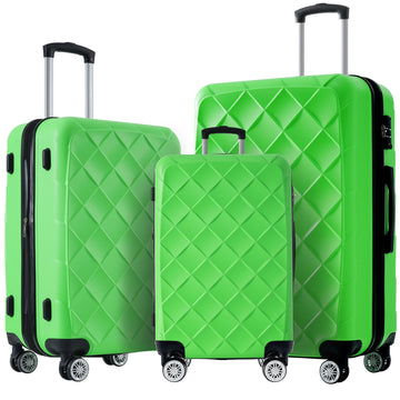 3 Piece Luggage Set Suitcase Set, Abs Hard Shell Lightweight Expandable Travel Luggage With Tsa Lock, Spinner Wheels For Men Women Green Abs