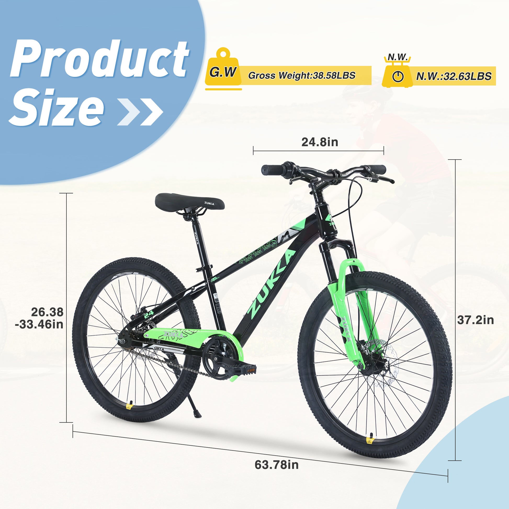 Mountain Bike,24 Inch Mtb For Boys And Girls Age 9 12 Years,Multiple Colors Cycling Blackish Green Garden & Outdoor Steel