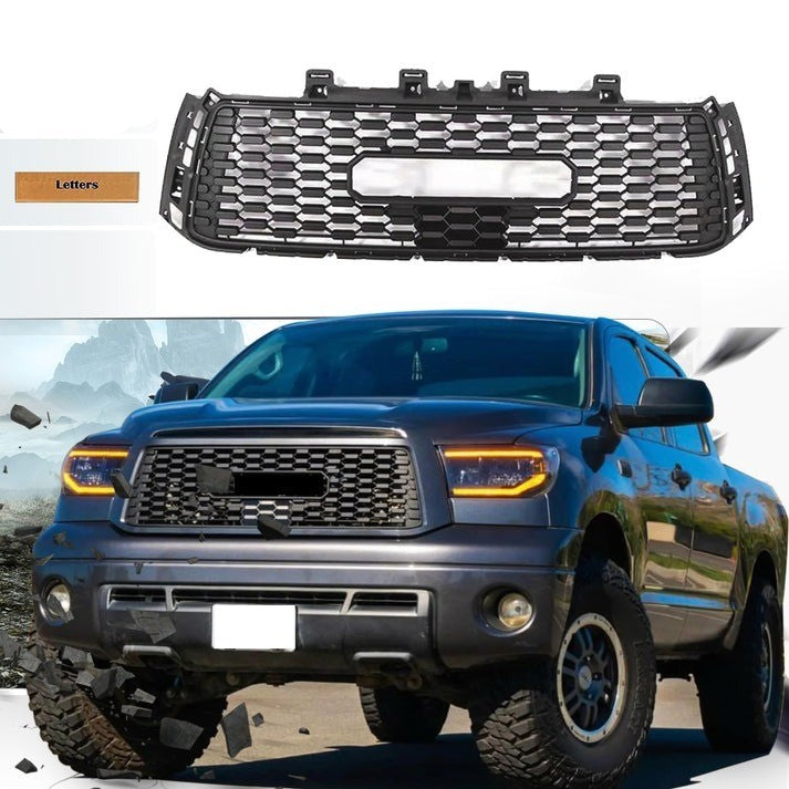 Grille Repalcement Fits For 2Nd Gen 2010 2011 2012 2013 Toyota Tundra Trd Pro Grille W Letters Matt Black Abs Abs