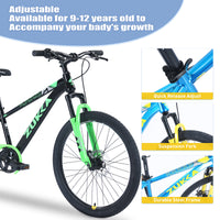 Mountain Bike,24 Inch Mtb For Boys And Girls Age 9 12 Years,Multiple Colors Cycling Blackish Green Garden & Outdoor Steel