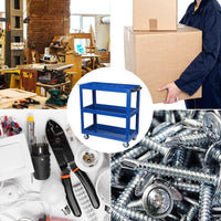 Tool Cart On Wheels, 3 Tier Rolling Mechanic Tool Cart, Heavy Duty Steel Utility Cart W Lockable Wheels, 450 Lbs Capacity Industrial Service Cart For Garage, Warehouse, Workshop Bright Red Blue Abs Steel Q235