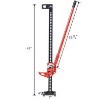 High Lift Farm Jack, 48" Utility Farm Jack, 7000 Lbs Capacity Ratcheting Off Road Utility Jack, Heavy Duty Farm Jack For Tractor, Truck, Suv, Bumper Lift, Red Red Steel