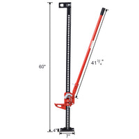 High Lift Farm Jack,60" Utility Farm Jack, 7000 Lbs Capacity Ratcheting Off Road Utility Jack, Heavy Duty Farm Jack For Tractor, Truck, Suv, Bumper Lift, Red Red Steel