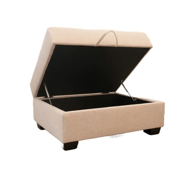 Classic Living Room Storage Ottoman, Fabric Upholstered Footstool With Storage Cabinet, Hardwood Frame, Beige Brown Wood Primary Living Space Solid Beige With Storage Beige Polyester Or Polyester Blend Medium Firm Backless Modern Rectangle Internal