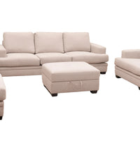 Classic Living Room Storage Ottoman, Fabric Upholstered Footstool With Storage Cabinet, Hardwood Frame, Beige Brown Wood Primary Living Space Solid Beige With Storage Beige Polyester Or Polyester Blend Medium Firm Backless Modern Rectangle Internal