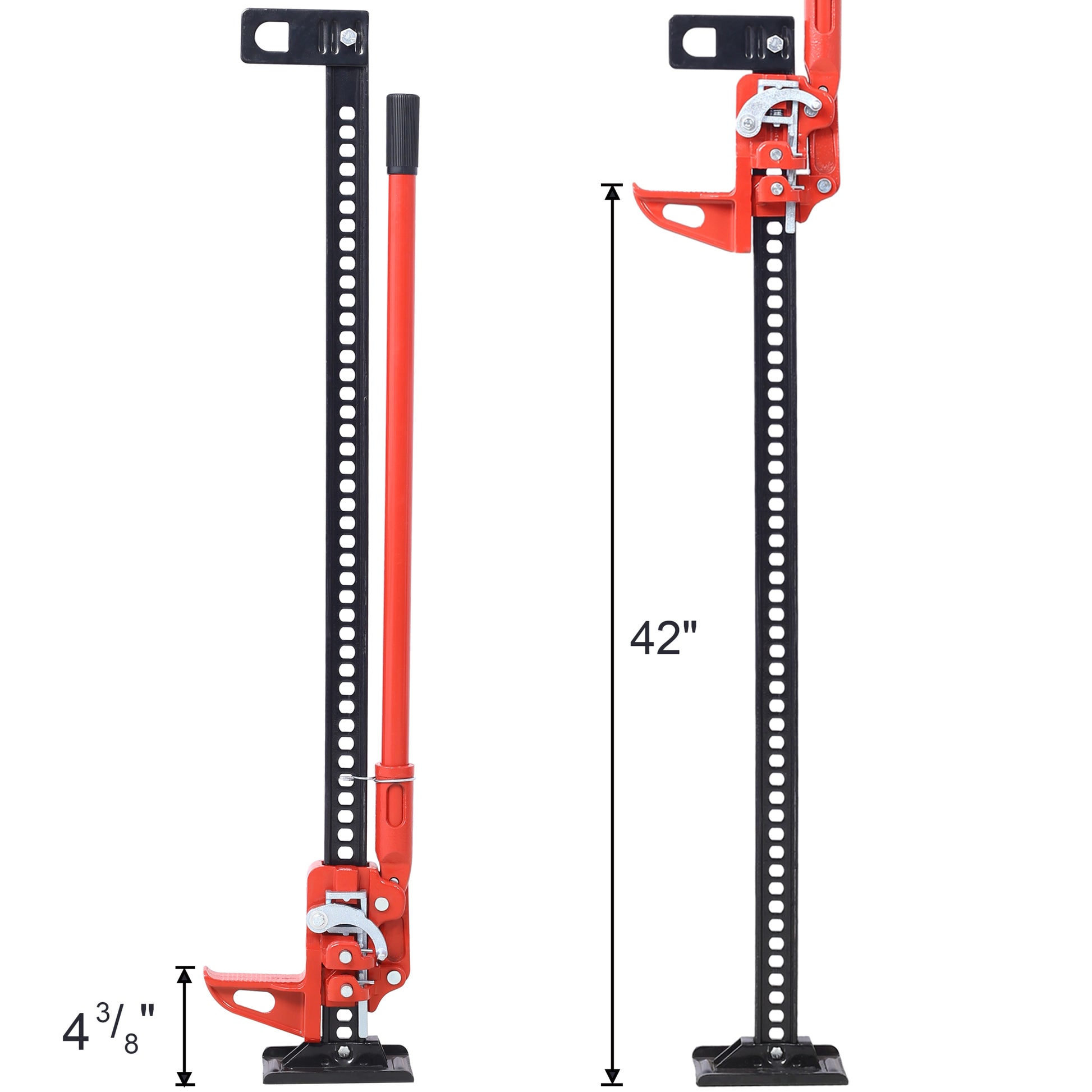 High Lift Farm Jack, 48" Utility Farm Jack, 7000 Lbs Capacity Ratcheting Off Road Utility Jack, Heavy Duty Farm Jack For Tractor, Truck, Suv, Bumper Lift, Red Red Steel