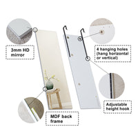 Wall Mount Mirror Set Of 2.Mdf Mirror Wall Mount At Horizontal & Vertical Hanging White Mdf