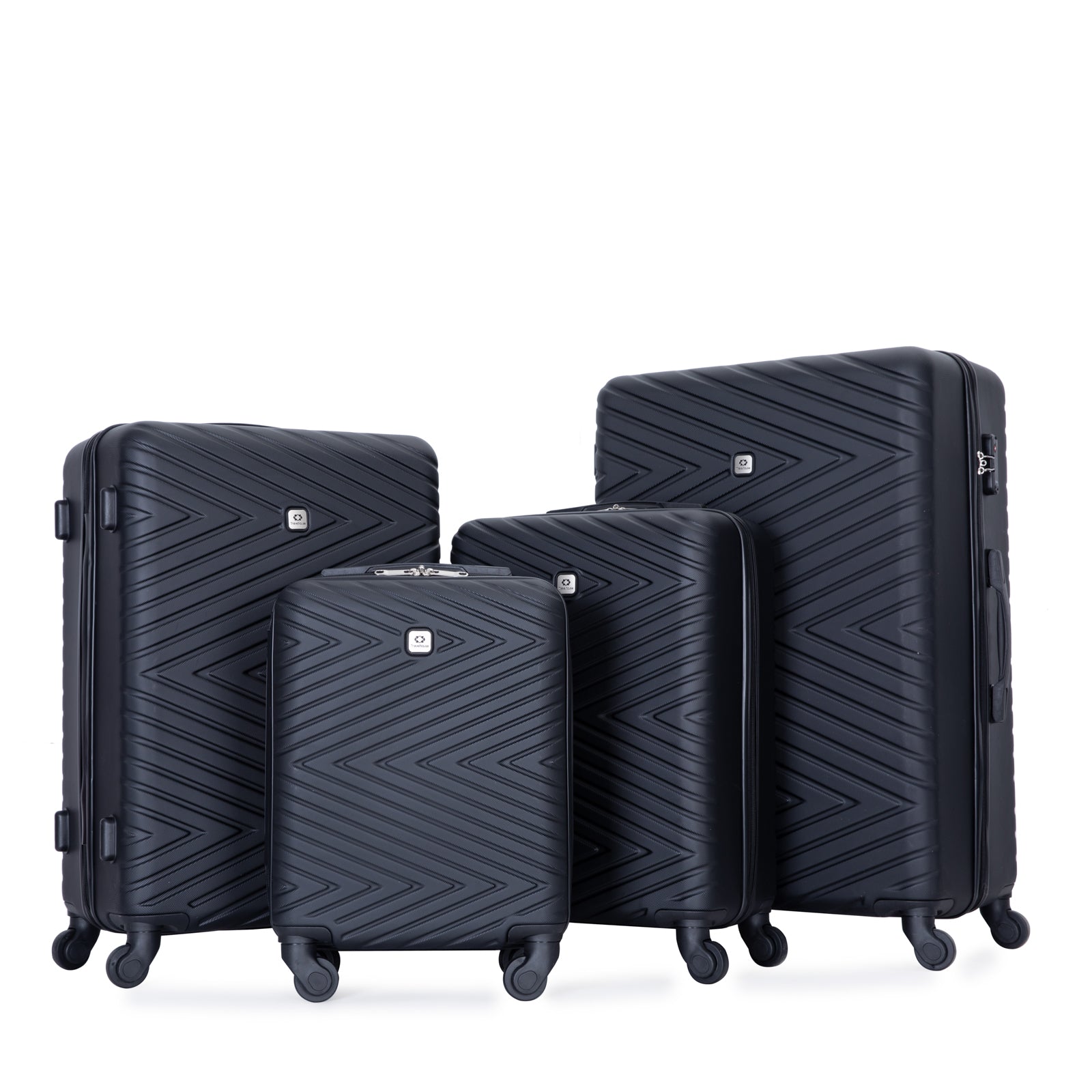 Luggage 4 Piece Abs Lightweight Suitcase With Rotating Wheels, 24 Inch And 28 Inch With Tsa Lock, 16 20 24 28 Black Black Abs