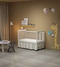 3 In 1 Convertible Crib In White, Made Of Sustainable Pinewood, Non Toxic Finish, Comes With Locking Wheels, Wooden Nursery Furniture White Wood