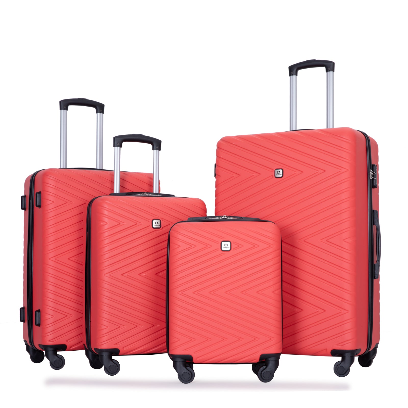 Luggage 4 Piece Abs Lightweight Suitcase With Rotating Wheels, 24 Inch And 28 Inch With Tsa Lock, 16 20 24 28 Red Red Abs