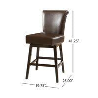 28 Inch Pu Leather Swivel Counter Stool Brown Pu