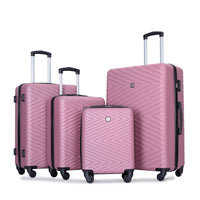 Luggage 4 Piece Abs Lightweight Suitcase With Rotating Wheels, 24 Inch And 28 Inch With Tsa Lock, 16 20 24 28 Pink Pink Abs