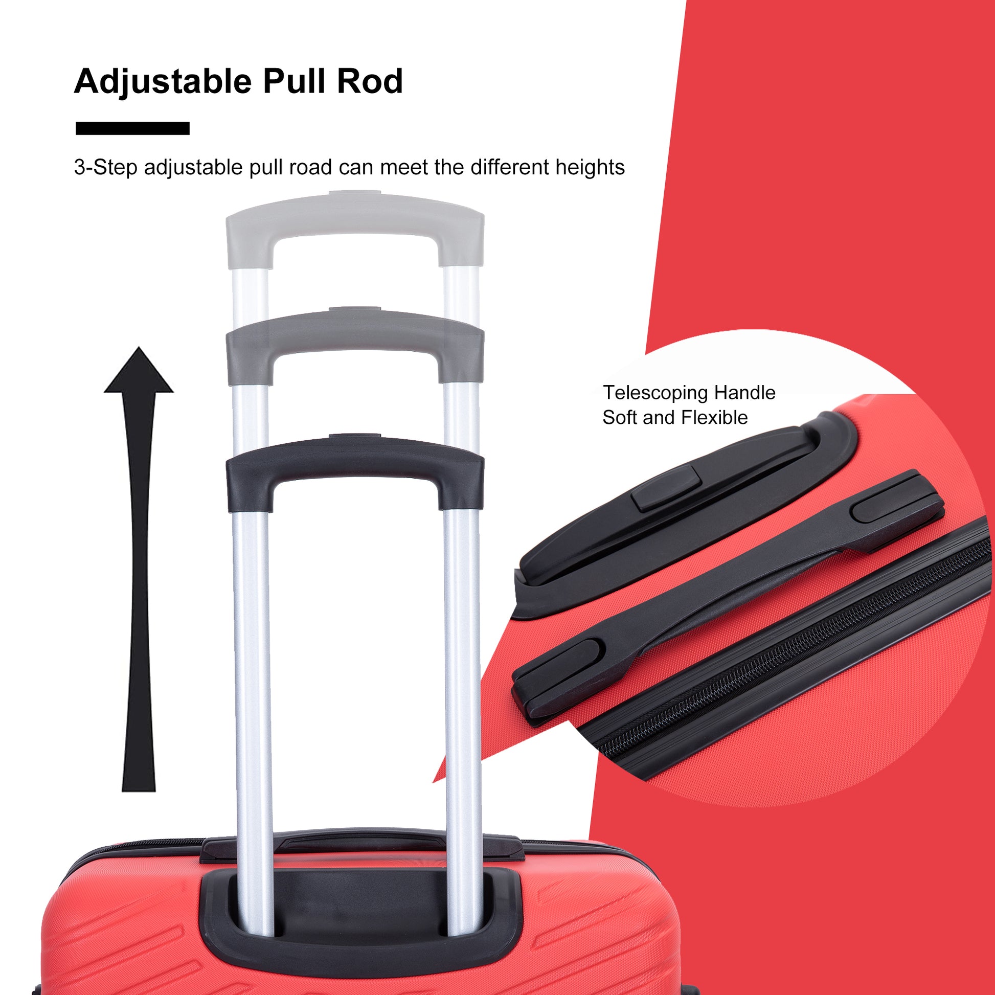 Luggage 4 Piece Abs Lightweight Suitcase With Rotating Wheels, 24 Inch And 28 Inch With Tsa Lock, 16 20 24 28 Red Red Abs