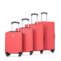 Luggage 4 Piece Abs Lightweight Suitcase With Rotating Wheels, 24 Inch And 28 Inch With Tsa Lock, 16 20 24 28 Red Red Abs