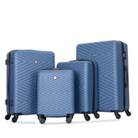 Luggage 4 Piece Abs Lightweight Suitcase With Rotating Wheels, 24 Inch And 28 Inch With Tsa Lock, 16 20 24 28 Blue Blue Abs