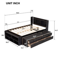 Full Bed With Bookcase Headboard, Under Bed Storage Drawers And Bed End Storage Case,Espresso Full Espresso American Design Pine