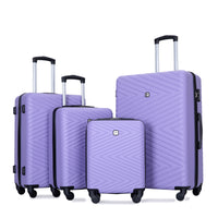 Luggage 4 Piece Abs Lightweight Suitcase With Rotating Wheels, 24 Inch And 28 Inch With Tsa Lock, 16 20 24 28 Light Purple Light Purple Abs