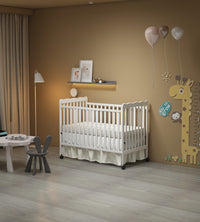 3 In 1 Convertible Crib In White, Made Of Sustainable Pinewood, Non Toxic Finish, Comes With Locking Wheels, Wooden Nursery Furniture White Wood