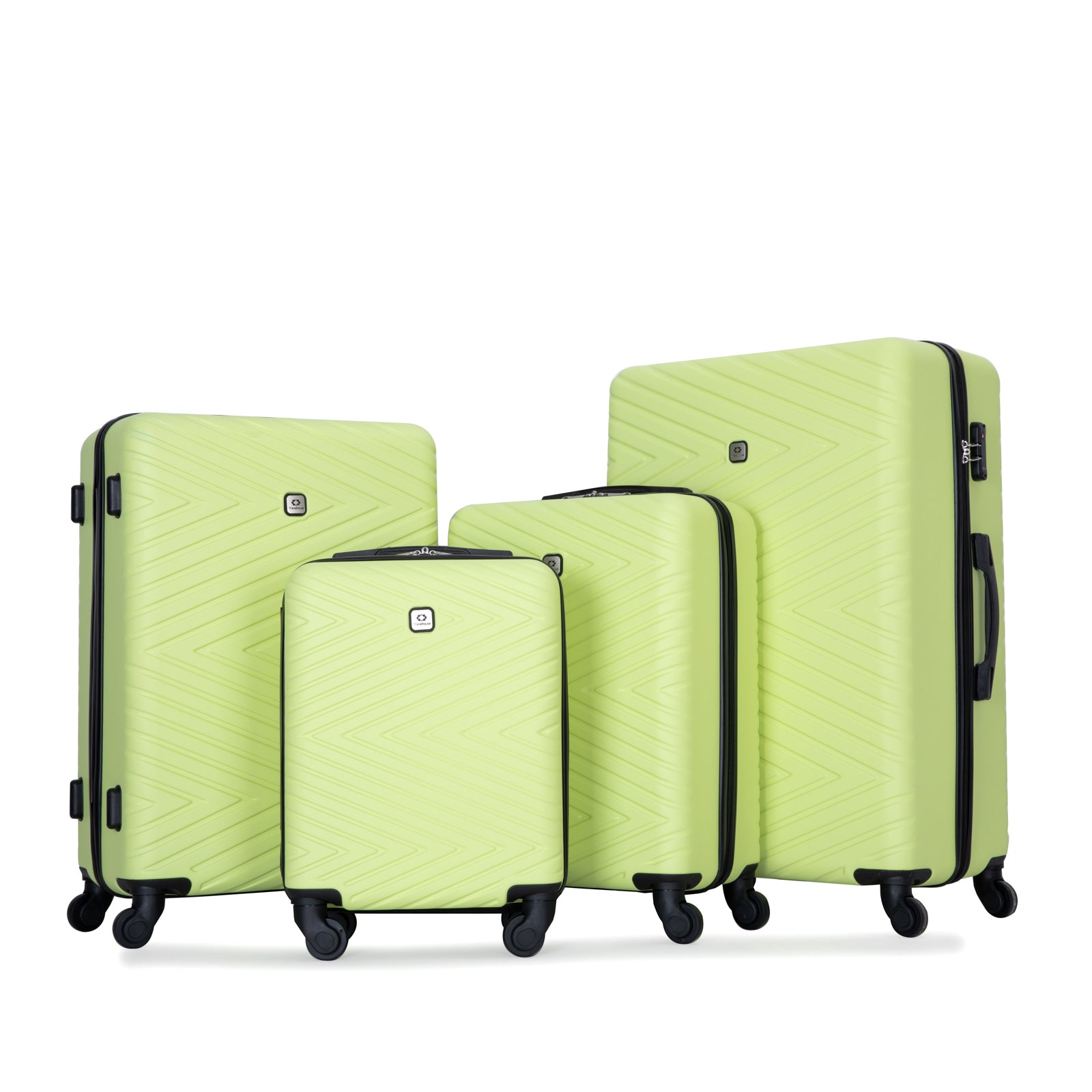 Luggage 4 Piece Abs Lightweight Suitcase With Rotating Wheels, 24 Inch And 28 Inch With Tsa Lock, 16 20 24 28 Fluorescent Green Fluorescent Green Abs