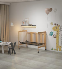 3 In 1 Convertible Crib In Natural, Made Of Sustainable Pinewood, Non Toxic Finish, Comes With Locking Wheels, Wooden Nursery Furniture Natural Wood