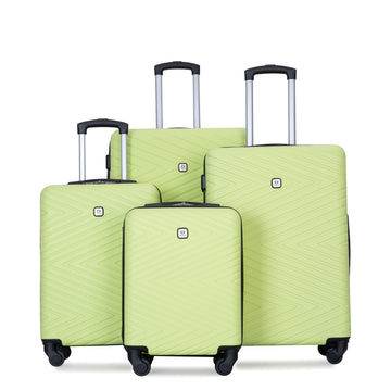 Luggage 4 Piece Abs Lightweight Suitcase With Rotating Wheels, 24 Inch And 28 Inch With Tsa Lock, 16 20 24 28 Fluorescent Green Fluorescent Green Abs