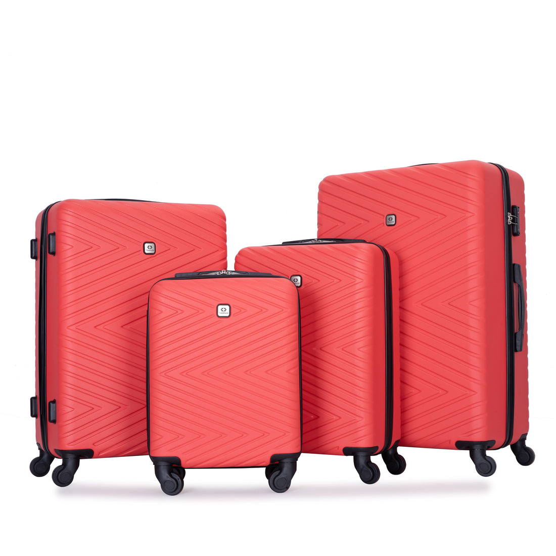 Luggage 4 Piece Abs Lightweight Suitcase With Rotating Wheels, 24 Inch And 28 Inch With Tsa Lock, 16 20 24 28 Red Red Abs