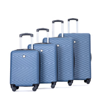 Luggage 4 Piece Abs Lightweight Suitcase With Rotating Wheels, 24 Inch And 28 Inch With Tsa Lock, 16 20 24 28 Blue Blue Abs