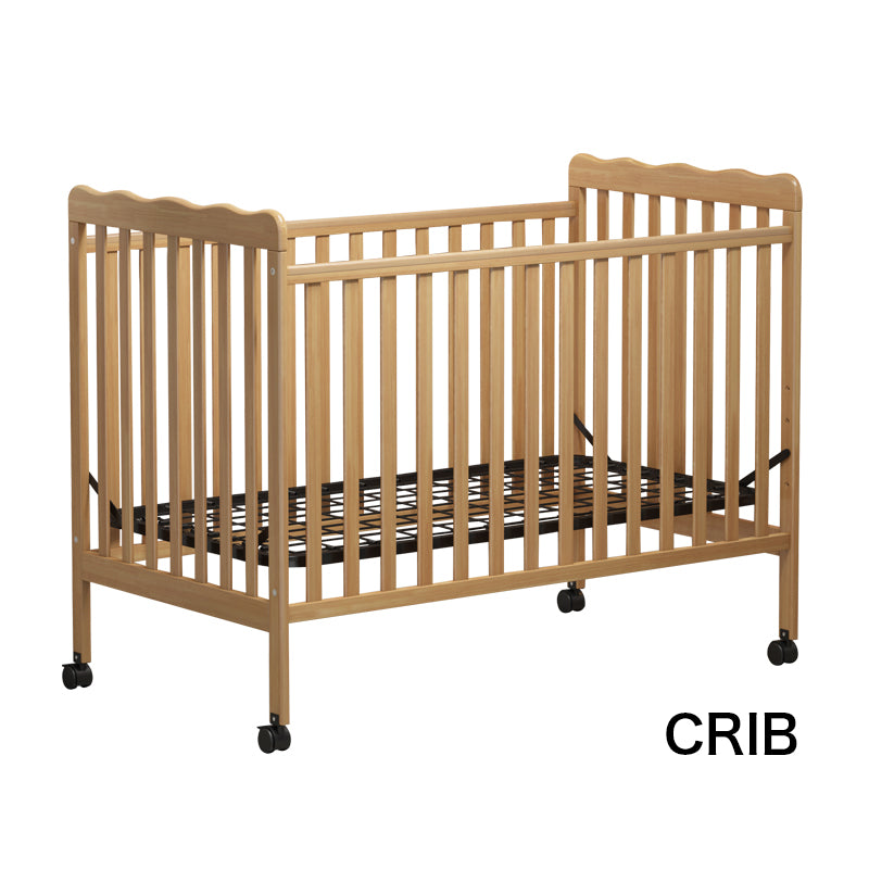 3 In 1 Convertible Crib In Natural, Made Of Sustainable Pinewood, Non Toxic Finish, Comes With Locking Wheels, Wooden Nursery Furniture Natural Wood