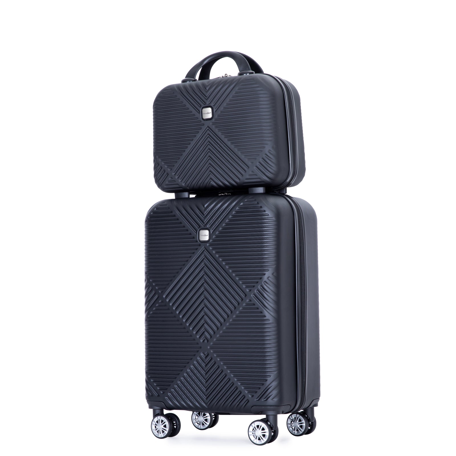 2Piece Luggage Sets Abs Lightweight Suitcasespinner Wheels, 20 14 Black Black Abs