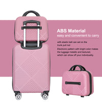 2Piece Luggage Sets Abs Lightweight Suitcasespinner Wheels, 20 14 Pink Pink Abs