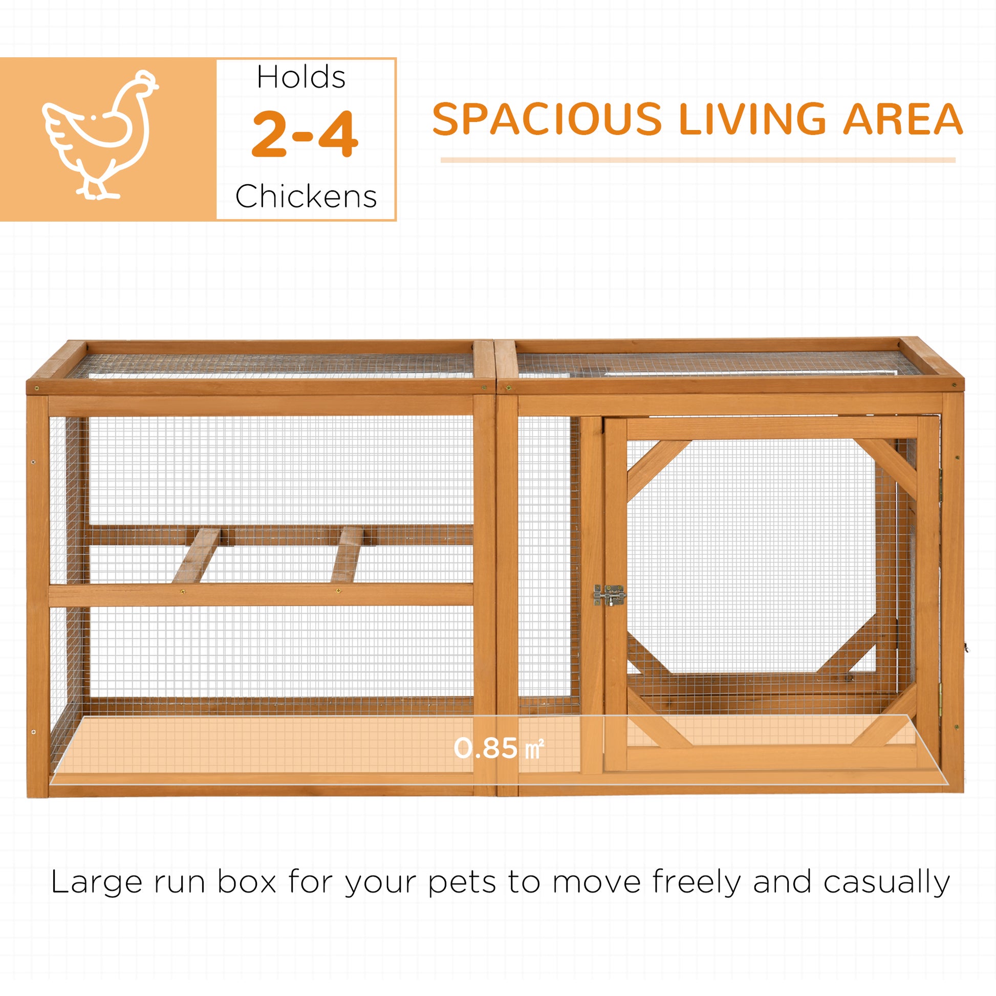 Pawhut 55" Wooden Chicken Coop Add On Expansion, Mini Chicken Coop Outdoor Chicken Run Hen House With Combinable Design Orange Steel