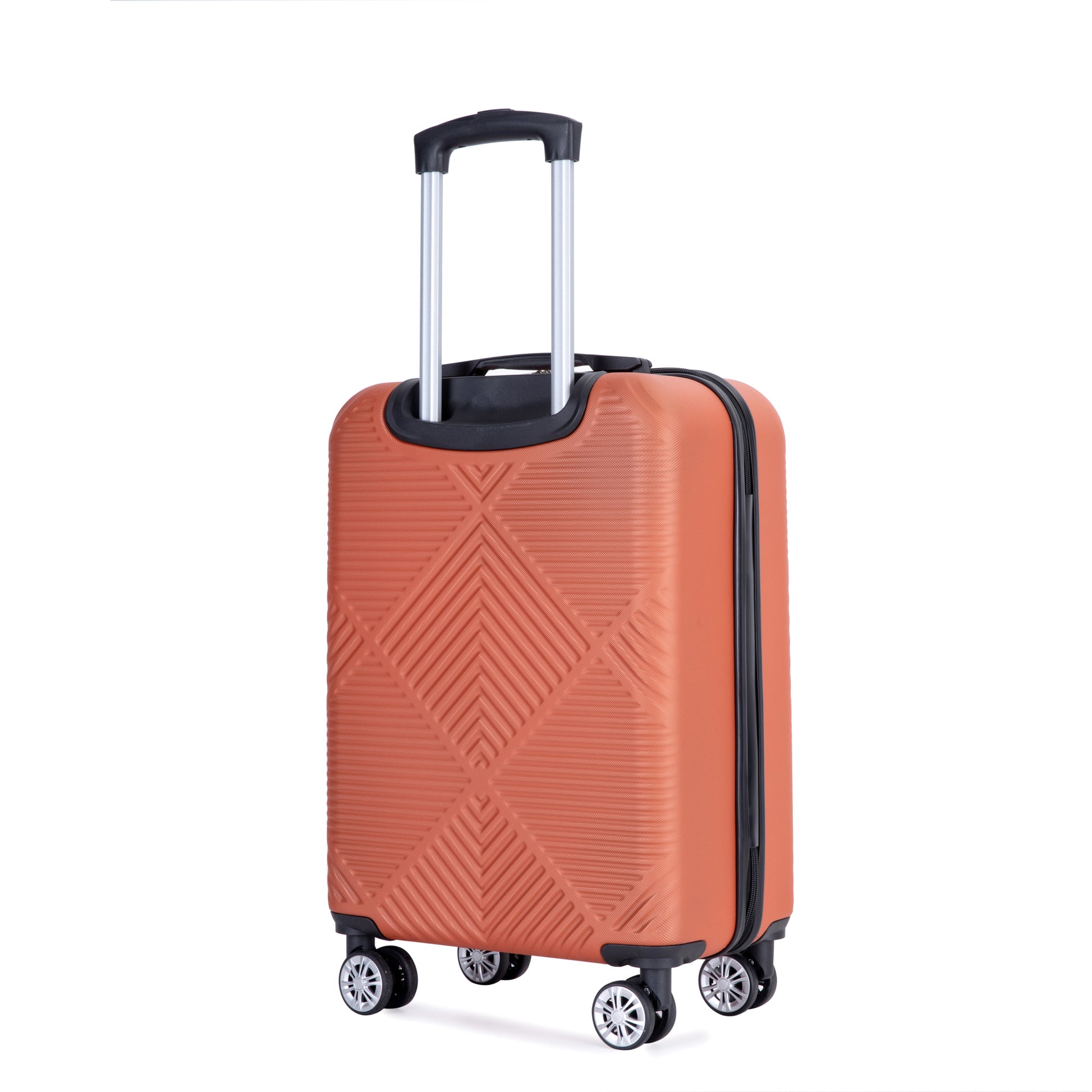 4 Piece Abs Lightweight Suitcase, 14 Inch Makeup Box, Aircraft Wheels 14 20 24 28 Dark Orange Dark Orange Abs