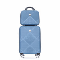 2Piece Luggage Sets Abs Lightweight Suitcasespinner Wheels, 20 14 Blue Blue Abs