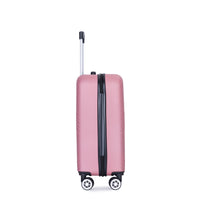 4 Piece Abs Lightweight Suitcase, 14 Inch Makeup Box, Aircraft Wheels 14 20 24 28 Pink Pink Abs