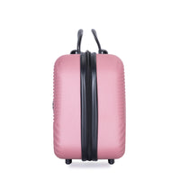 4 Piece Abs Lightweight Suitcase, 14 Inch Makeup Box, Aircraft Wheels 14 20 24 28 Pink Pink Abs