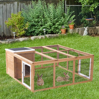 Pawhut Rabbit Hutch Bunny Cage With Openable Main House, Indoor Outdoor Waterproof Rabbit House, Guinea Pig Cage For Small Animals With Three Ventilation Doors, Natural Natural Wood
