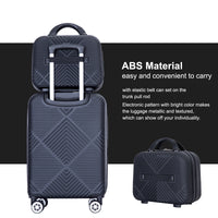 2Piece Luggage Sets Abs Lightweight Suitcasespinner Wheels, 20 14 Black Black Abs