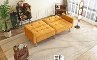 Orisfur. Linen Upholstered Modern Convertible Folding Futon Sofa Bed For Compact Living Space, Apartment, Dorm, Yellow Yellow Foam Linen