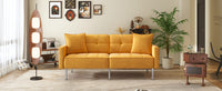 Orisfur. Linen Upholstered Modern Convertible Folding Futon Sofa Bed For Compact Living Space, Apartment, Dorm, Yellow Yellow Foam Linen