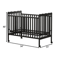 3 In 1 Convertible Crib In Storm Black, Made Of Sustainable Pinewood, Non Toxic Finish, Comes With Locking Wheels, Wooden Nursery Furniture Black Wood