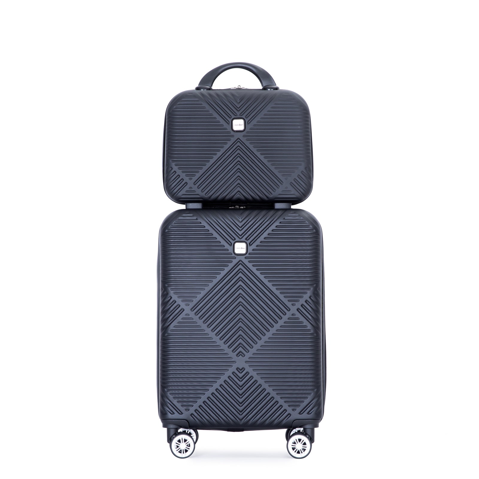 2Piece Luggage Sets Abs Lightweight Suitcasespinner Wheels, 20 14 Black Black Abs