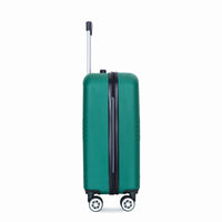 4 Piece Abs Lightweight Suitcase, 14 Inch Makeup Box, Aircraft Wheels 14 20 24 28 Dark Green Dark Green Abs