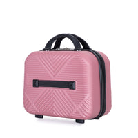 4 Piece Abs Lightweight Suitcase, 14 Inch Makeup Box, Aircraft Wheels 14 20 24 28 Pink Pink Abs