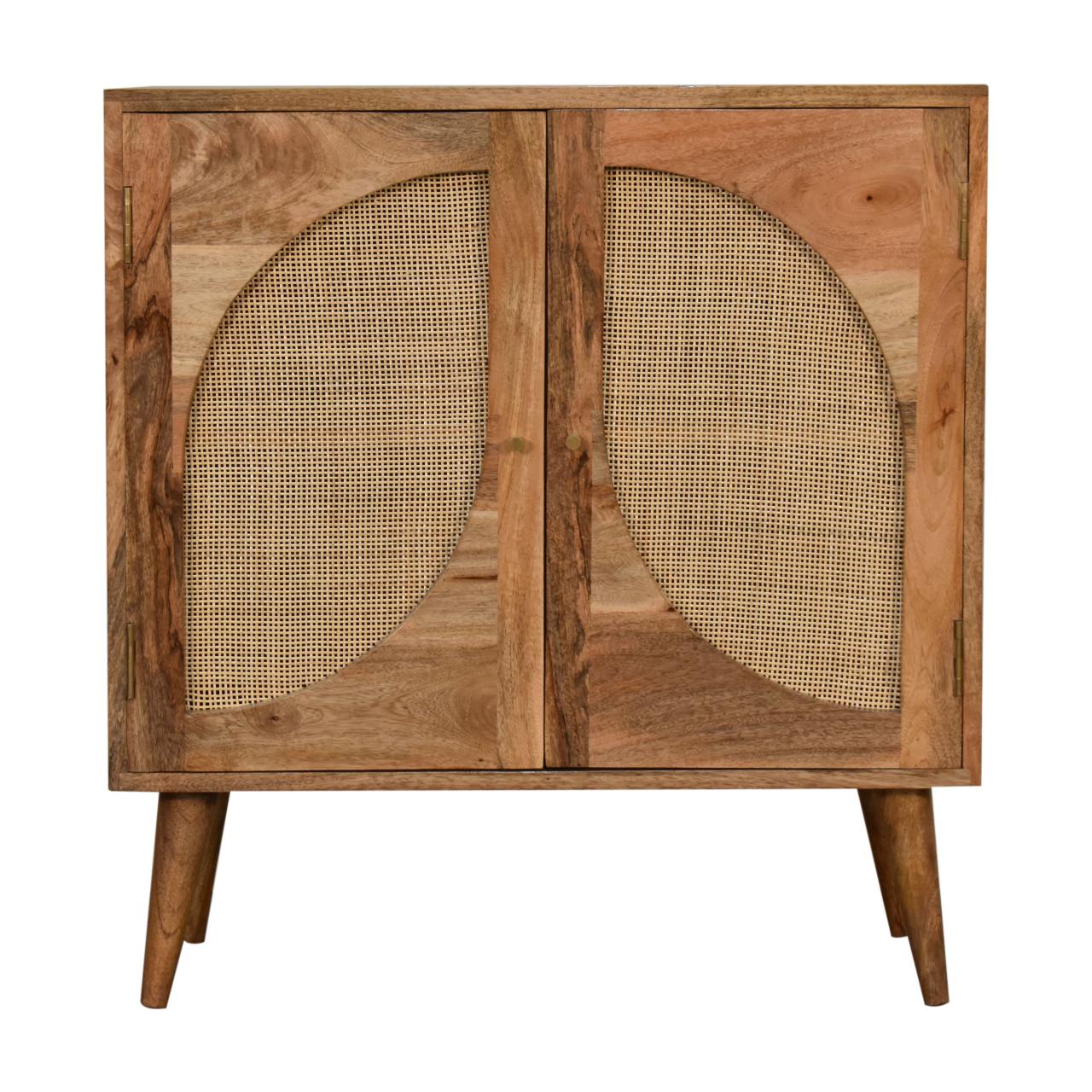 Close Knit Leaf Cabinet Oak Wood Rattan